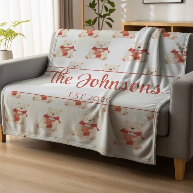 Personalized cute teddy bear  fleecefilt (Skapare uppladdad)