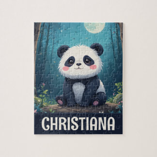 Personalized Cute Whimsical Panda in a Forest Pussel