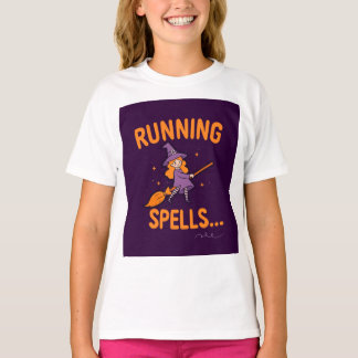 Personalized Cute Witch Running Spells T Shirt