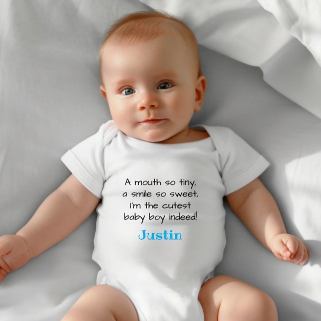 Personalized Cutest Baby Boy Outfit,  T Shirt (cutest baby boy!)