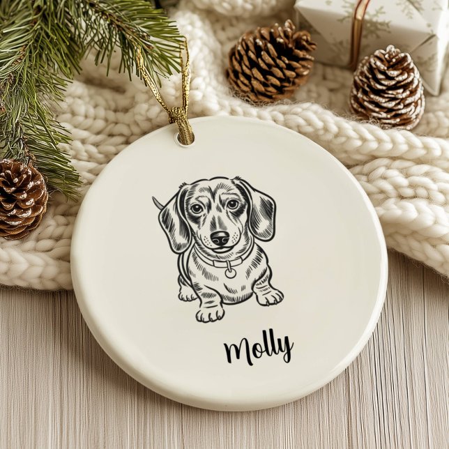 Personalized Dachshund Dog Christmas Julgransprydnad Keramik (Skapare uppladdad)