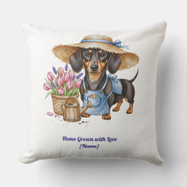 Personalized Dachshund Garden Throw Pillow Kudde