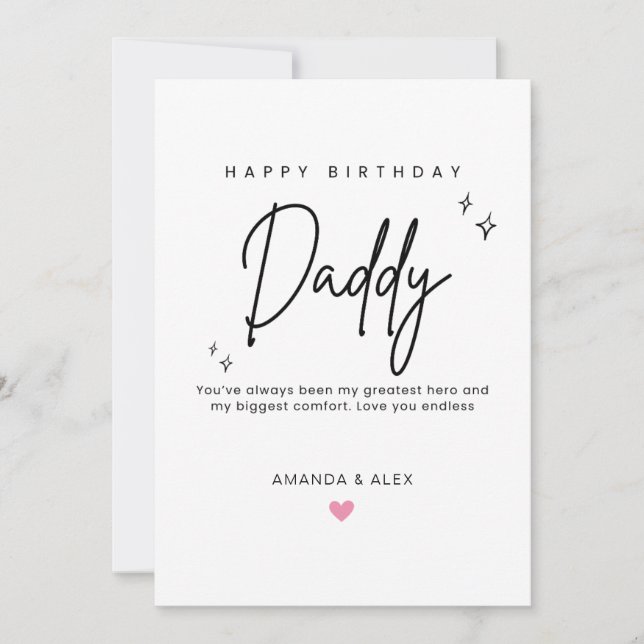 Personalized Dad Birthday Card Simple Minimalist Kort (Framsida)