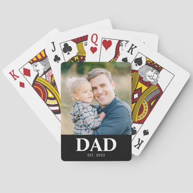 Personalized Dad Established Photo Fathers Day Casinokort (Baksidan)