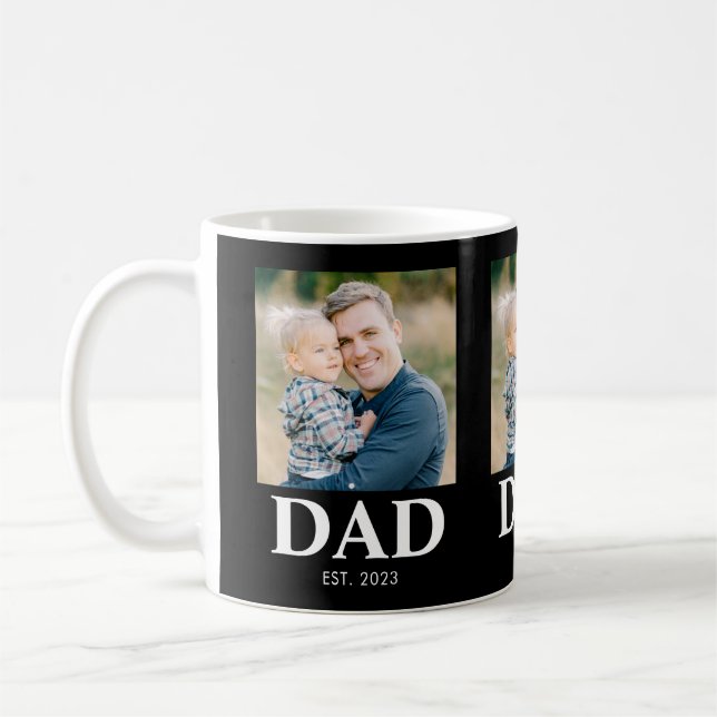 Personalized Dad Established Photo Fathers Day Kaffemugg (Vänster)