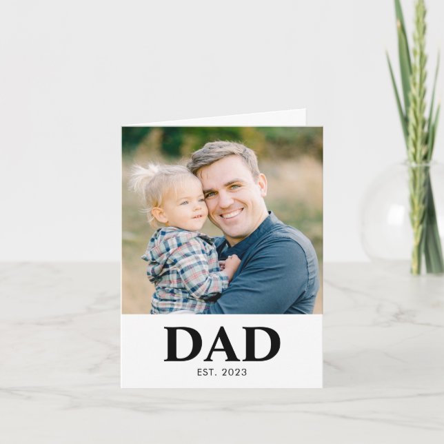 Personalized Dad Established Photo Fathers Day Kort (Framsida)