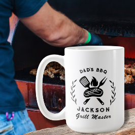 Personalized Dad's BBQ Barbeque Grill Master  Kaffemugg