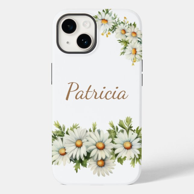 Personalized Daisy Floral Name Phone Case (Baksida)