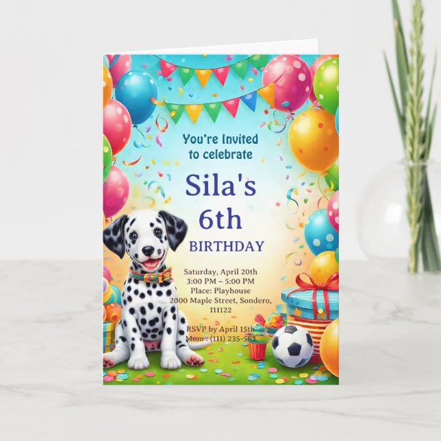 Personalized Dalmatian Birthday Invitation Kort (Framsida)