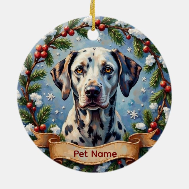 Personalized Dalmatian Christmas Julgransprydnad Keramik (Baksidan)