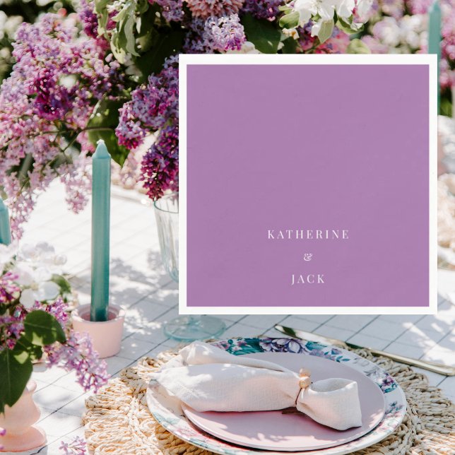 Personalized Dark Lavender Wedding Cocktail Pappersservett (Skapare uppladdad)