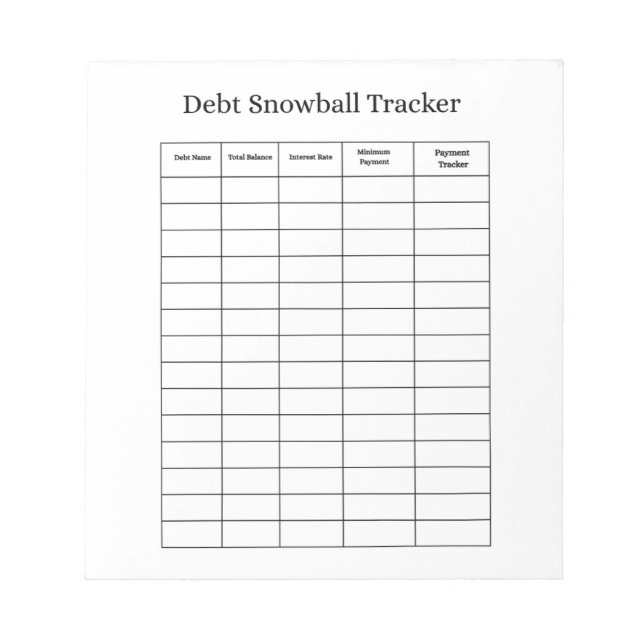 Personalized Debt Snowball Tracker Notepad Anteckningsblock (Framsida)