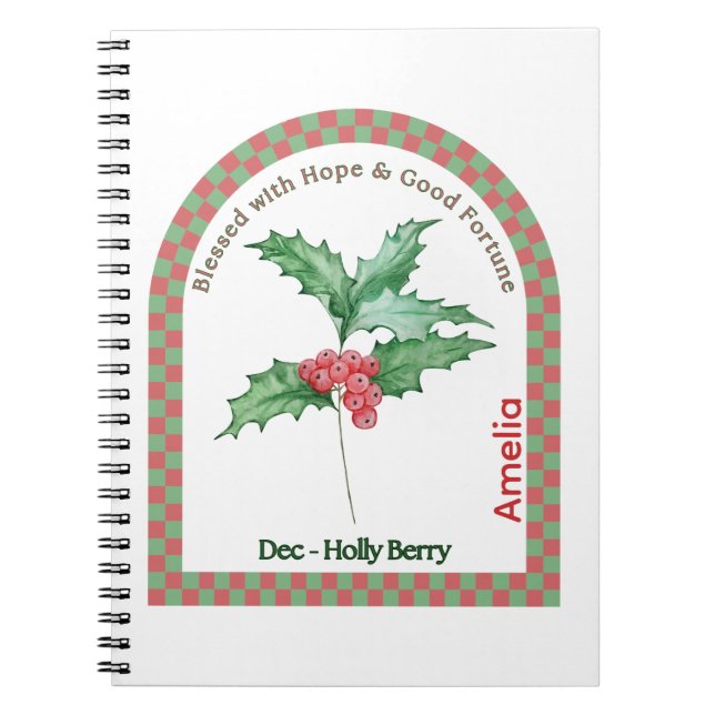 Personalized December Birth Month Flower Notebook Anteckningsbok (Framsidan)