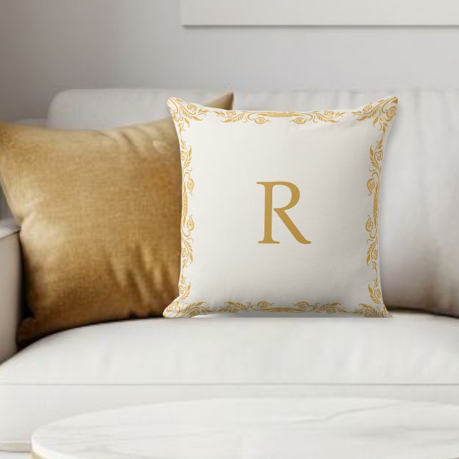 Personalized Decorative Pillow, Gold effec Initial Kudde (Skapare uppladdad)