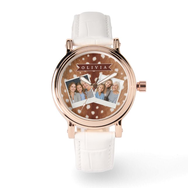 Personalized Deer Print Neutral Aesthetic Gifts Armbandsur (Framsida)