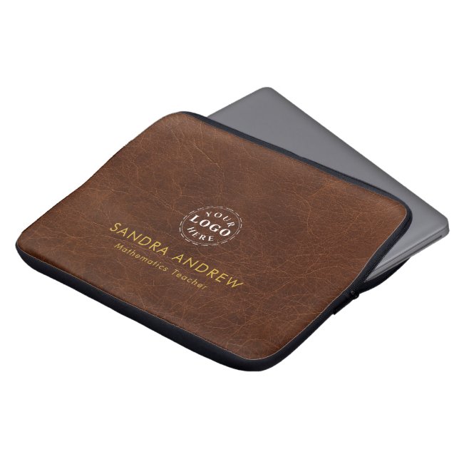 Personalized Detail Brown Texture Laptop Sleeve (Framsida topp)
