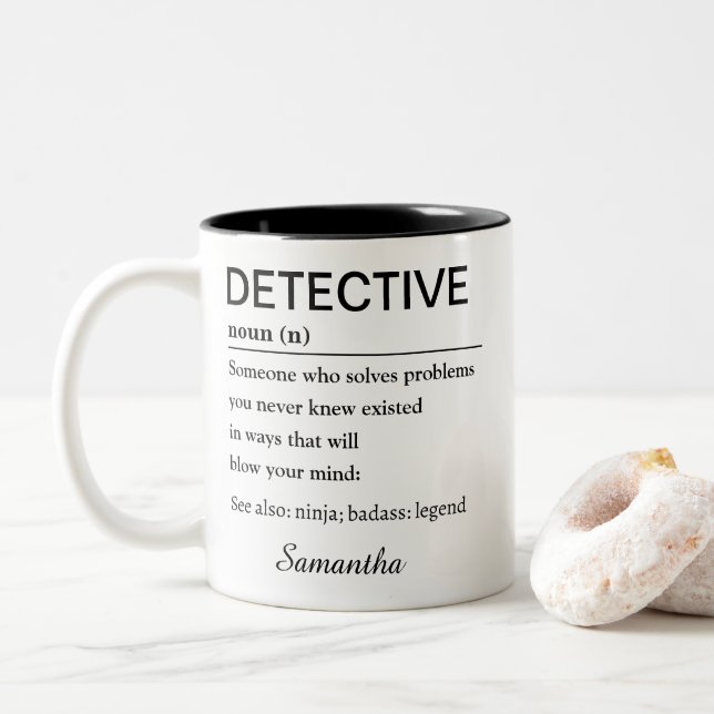 Personalized Detective Gift Funny Definition Två-Tonad Mugg (Med munk)