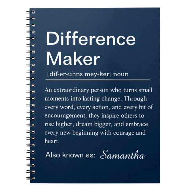 Personalized Difference Maker Definition Anteckningsbok (Framsidan)