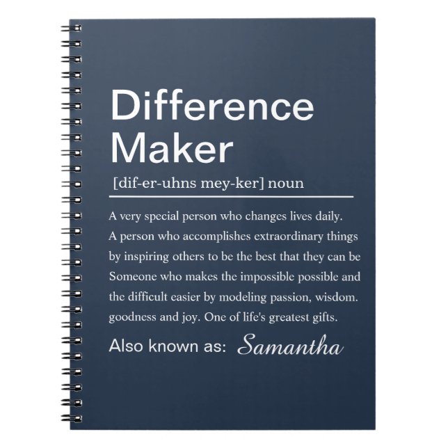 Personalized Difference Maker Definition Custom Anteckningsbok (Framsidan)