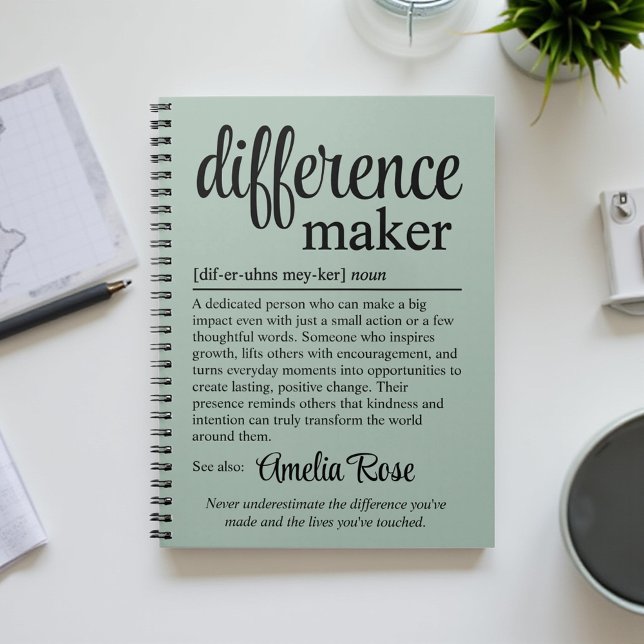 Personalized Difference Maker Definition Gift Anteckningsbok (Skapare uppladdad)