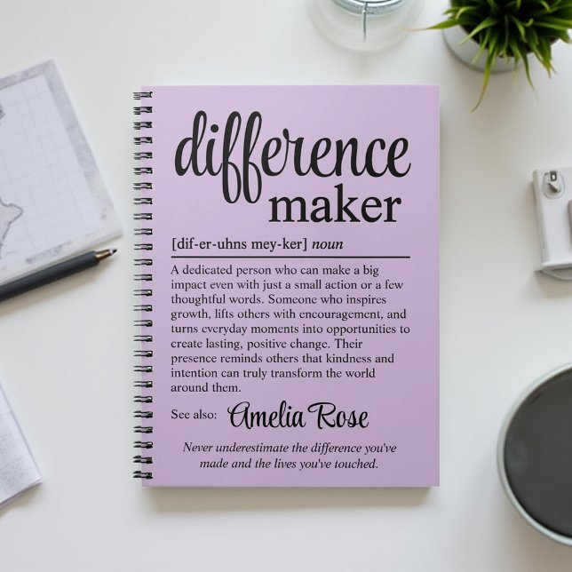 Personalized Difference Maker Definition Thank You Anteckningsbok (Skapare uppladdad)