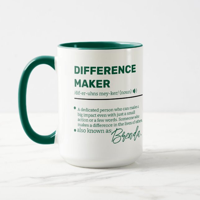 Personalized Difference Maker Mug, Appreciation  M Mugg (Vänster)