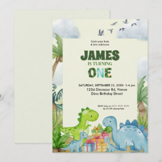 Personalized Dinosaur 1st Birthday Invitation Inbjudningar