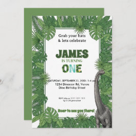Personalized Dinosaur 1st Birthday Invitations Inbjudningar