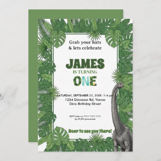 Personalized Dinosaur 1st Birthday Invitations Inbjudningar