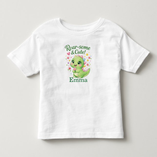 Personalized Dinosaur Birthday Girl Shirt T (Framsida)