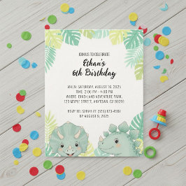 Personalized Dinosaur Birthday Invitation | Dino Inbjudningar