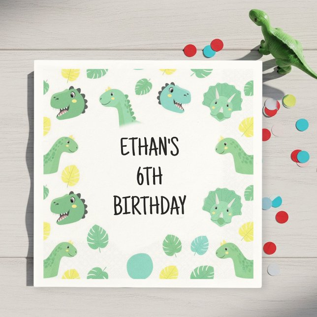 Personalized Dinosaur Birthday Napkins | Trendy  Pappersservett (Skapare uppladdad)