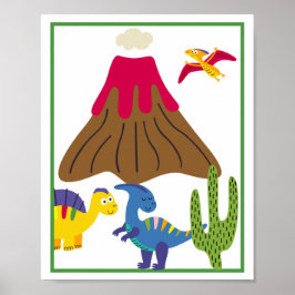 Personalized Dinosaur Kids' Art Print Set Poster