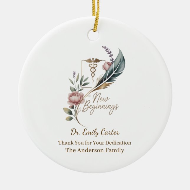 Personalized Doctor Appreciation New Beginnings Julgransprydnad Keramik (Framsidan)