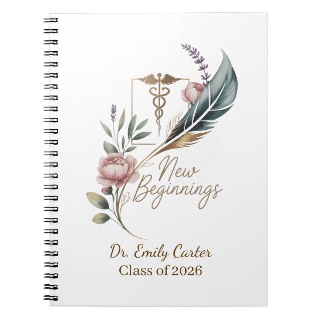 Personalized Doctor Graduation New Beginnings Anteckningsbok (Framsidan)