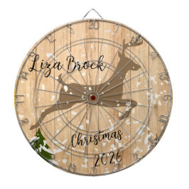 Personalized doe Christmas bauble wooden backgroun Darttavla
