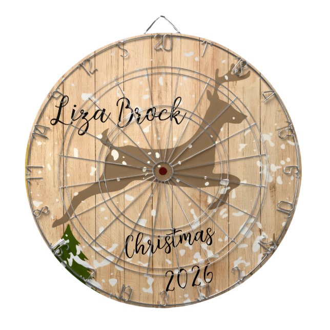 Personalized doe Christmas bauble wooden backgroun Darttavla (Framsidan)