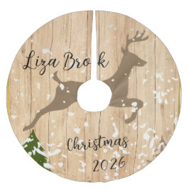 Personalized doe Christmas bauble wooden backgroun Julgransmatta Borstad Polyester