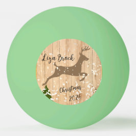 Personalized doe Christmas bauble wooden backgroun Pingisboll
