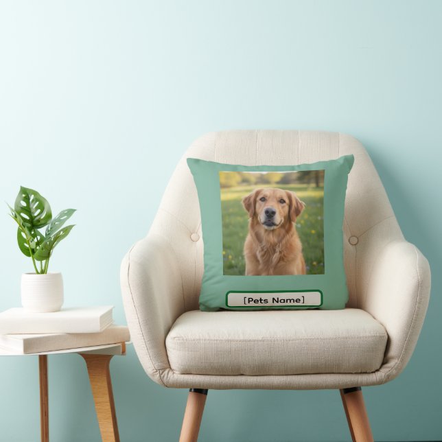 Personalized Dog & Cat Photo and Name Throw Pillow Kudde (Stol)
