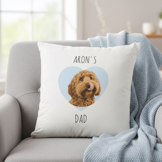 Personalized Dog Dad | Custom Pet Photo Heart Kudde (Skapare uppladdad)