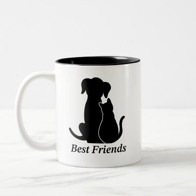 Personalized dog lover cat lover mug Två-Tonad mugg (Vänster)