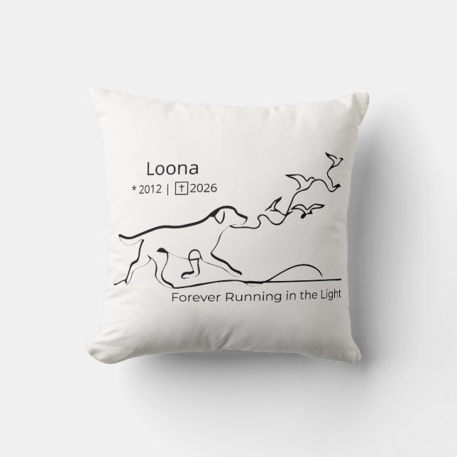 Personalized Dog Memorial Sympathy Line Art Kudde (Framsida)