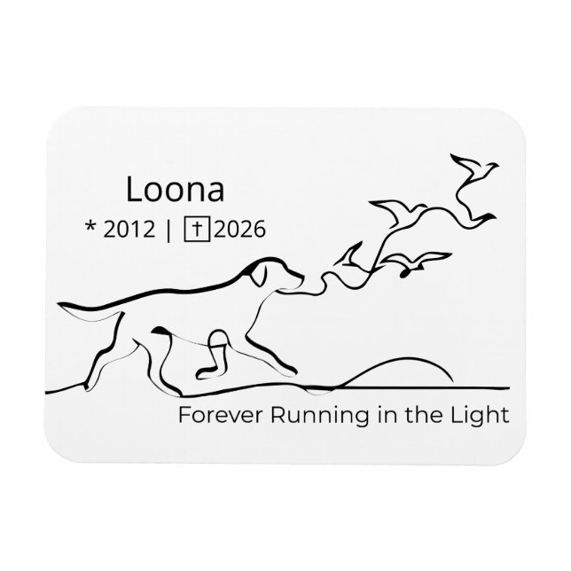 Personalized Dog Memorial Sympathy Line Art Magnet (Horisontell)