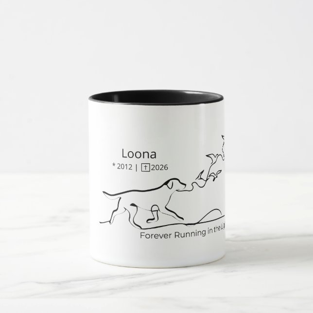 Personalized Dog Memorial Sympathy Line Art Mugg (Center)