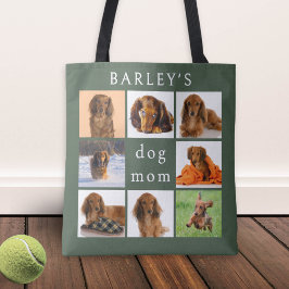 Personalized Dog Mom 8-Photo Collage Sage Green Tygkasse