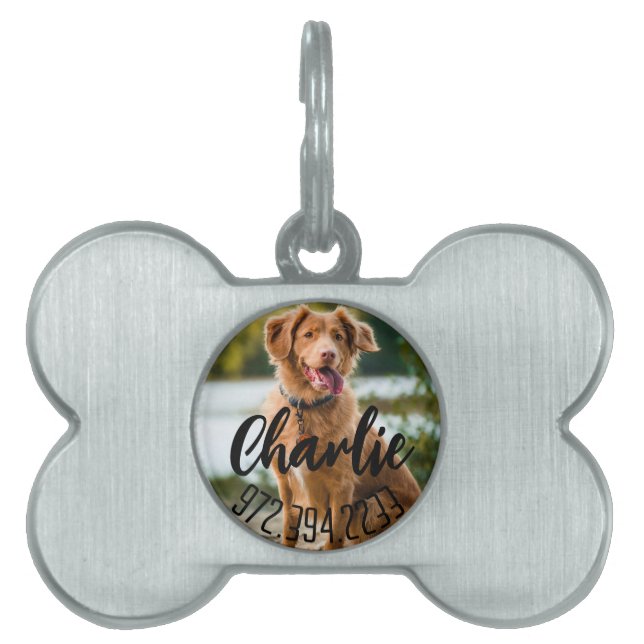 Personalized Dog Name & Phone Number ID-bricka Husdjur (Framsidan)