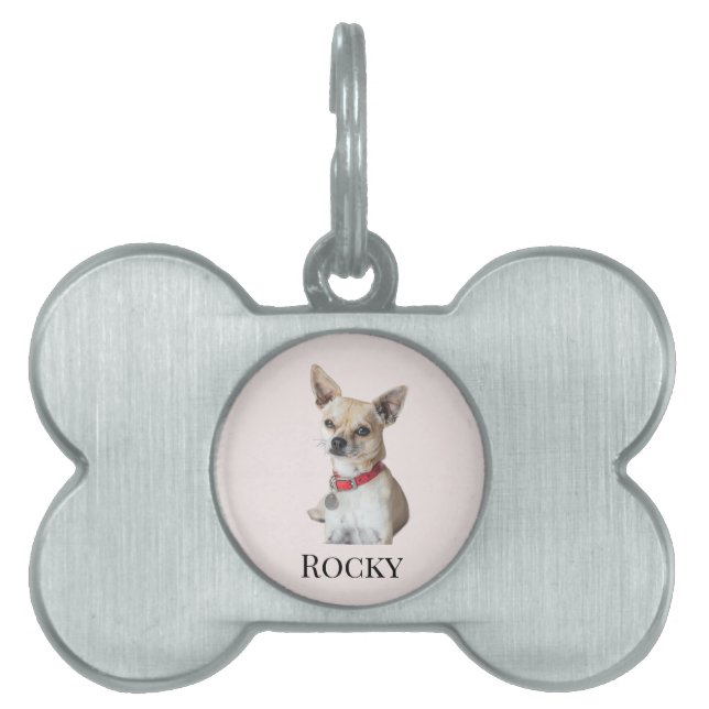 Personalized Dog Photo | Custom Pet Name  ID-bricka Husdjur (Framsidan)