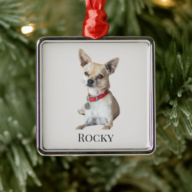 Personalized Dog Photo | Custom Pet Name  Julgransprydnad Metall (Träd)