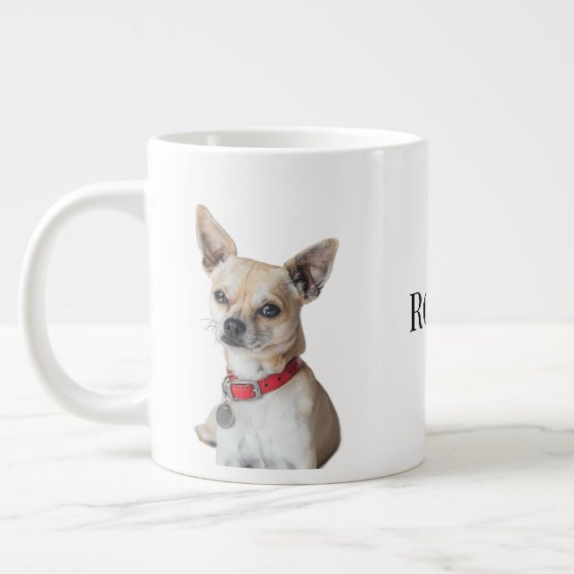 Personalized Dog Photo | Custom Pet Name  Jumbo Mugg (Vänster)